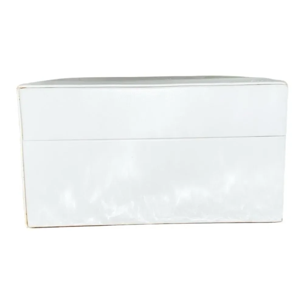 Dior Faux Leather Satin Lined Hinged White/Gold Jewelry Storage Display Gift Box